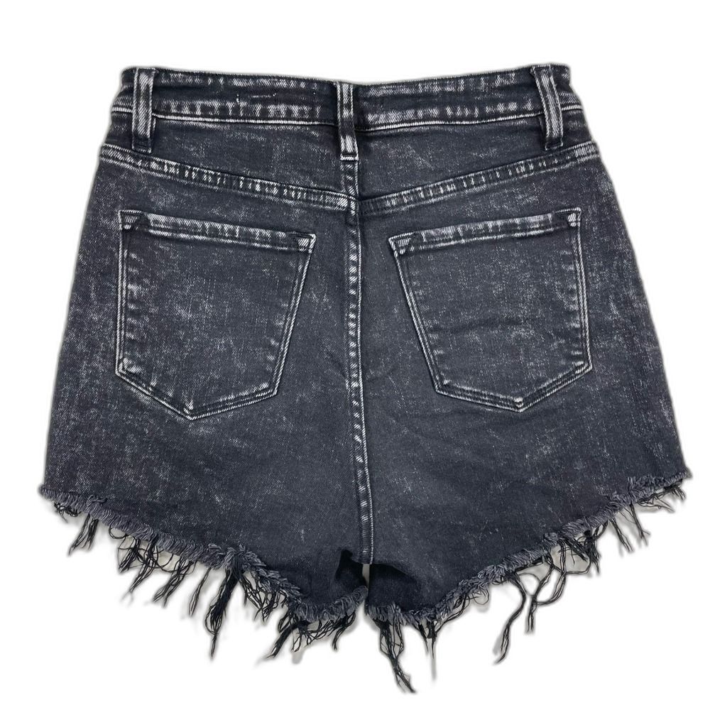 Ultra High Rise stretchy jean Shorts KanCan W/26 Black Acid Wash - Picture 3 of 7